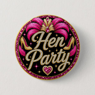 Glam Pink Gold Showgirl Junggesellinnenabschied La Button