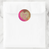 Glam Pink & Gold Sweet 16 Geburtstag Runder Aufkleber (Tasche)