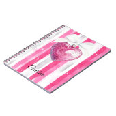 Glam Pink Heart Bow Streifen Notizblock (Linke Seite)