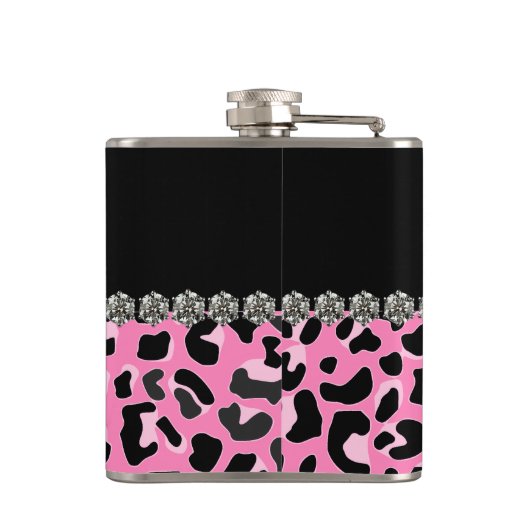 Glam Pink Jaguar Print Custom Flask Flachmann (Rückseite)