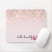 Glam Pink Kiss Lips Blush Glitzer Mousepad (Mit Mouse)