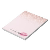 Glam Pink Kiss Lips Blush Glitzer Notizblock (Rotiert)