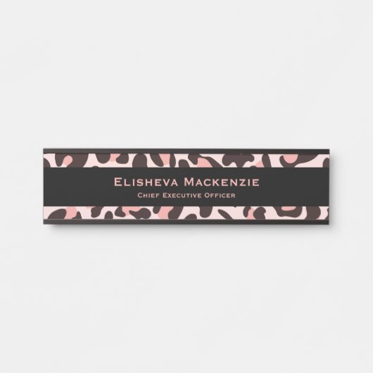 Glam Pink Leopard Print Door Signature Name Plate Türschild (Vorderseite )