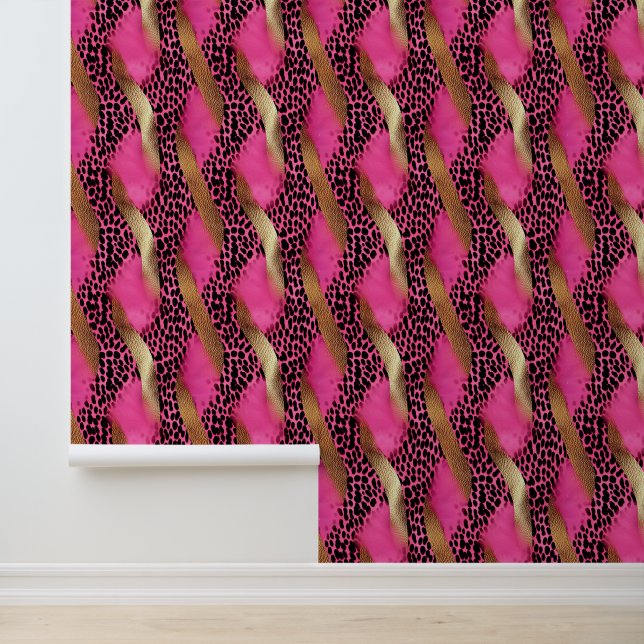 Glam Pink Leopard Tier Tapete (Anwendung)