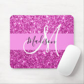 Glam Pink & Magenta Glitzer Sparkle Monogram Name Mousepad (Mit Mouse)