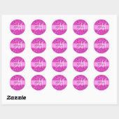 Glam Pink & Magenta Glitzer Sparkle Monogram Name Runder Aufkleber (Blatt)