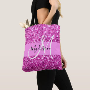Glam Pink & Magenta Glitzer Sparkone Monogramm Nam Tasche