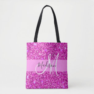 Glam Pink & Magenta Glitzer Sparkone Monogramm Nam Tasche
