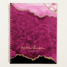 Glam Pink Magenta Samt Achat Geode Gold Schrift