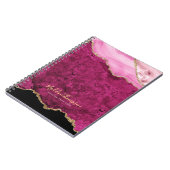 Glam Pink Magenta Velvet Agate Geode Gold Script Notizblock (Linke Seite)