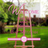Glam Pink Moderner Chic Bat Mitzvah Willkommen Acrylschild