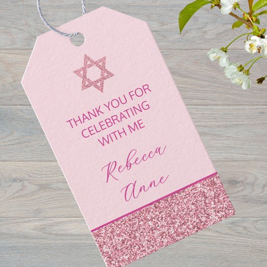 Glam Pink Niedlich Danke Bat Mitzvah Party Geschenkanhänger