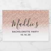 Glam Pink Ombre Glitzer Bachelorette Bride Name Ch Schaumweinetikett (Einzelnes Label)