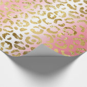 Glam Pink Ombre Gold Leopard Muster Geschenkpapier (Ecke)