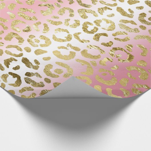 Glam Pink Ombre Gold Leopard Muster Geschenkpapier (Ecke)