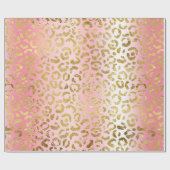 Glam Pink Ombre Gold Leopard Muster Geschenkpapier (Flach)