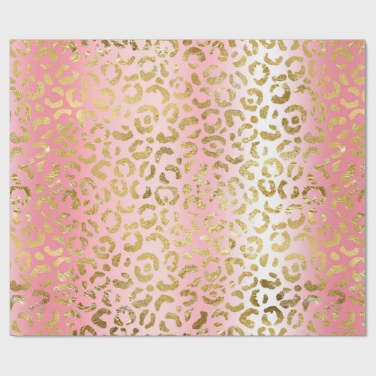 Glam Pink Ombre Gold Leopard Muster Geschenkpapier (Flach)