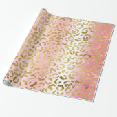 Glam Pink Ombre Gold Leopard Muster Geschenkpapier (Ungerollt)