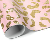 Glam Pink Ombre Gold Leopard Muster Geschenkpapier (Rolleneckpunkt)