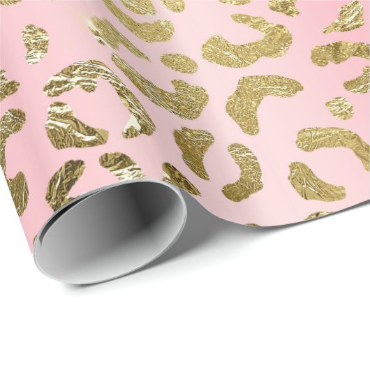 Glam Pink Ombre Gold Leopard Muster Geschenkpapier (Rolleneckpunkt)