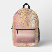 Glam Pink Ombre Gold Leopard Muster Personalisiert Bedruckter Rucksack (Vorderseite)