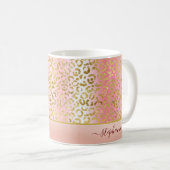 Glam Pink Ombre Gold Leopard Muster Personalisiert Kaffeetasse (VorderseiteRechts)