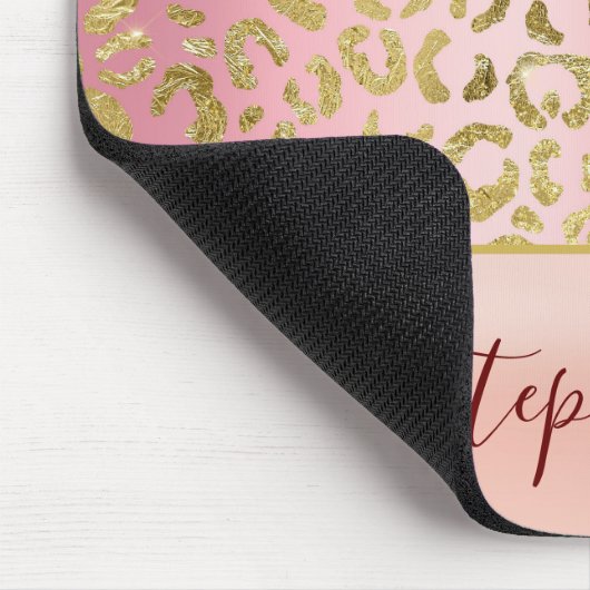 Glam Pink Ombre Gold Leopard Muster Personalisiert Mousepad (Ecke)