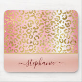 Glam Pink Ombre Gold Leopard Muster Personalisiert Mousepad (Vorne)