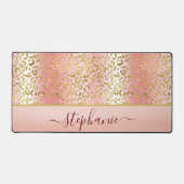 Glam Pink Ombre Gold Leopard Muster Personalisiert Schreibtischunterlage (Vorderseite)