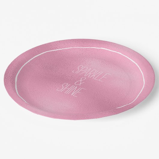 Glam Pink Ombre Pappteller (Schrägansicht)