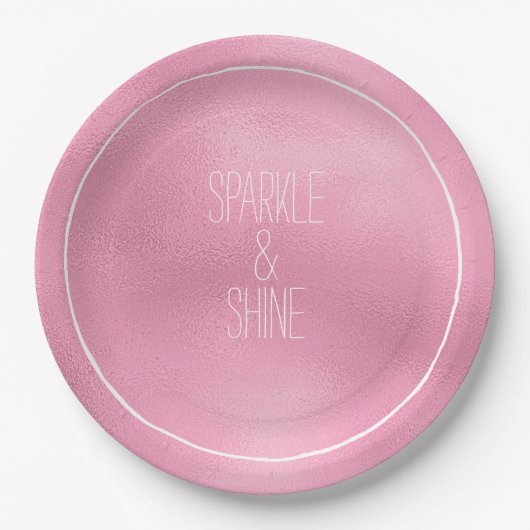 Glam Pink Ombre Pappteller (Vorderseite)