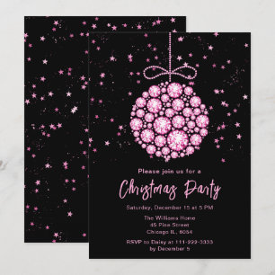 Glam Pink Ornament Weihnachts-Party Einladung