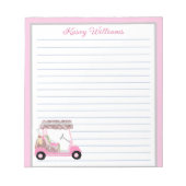 Glam Pink Personalisiert Golf Warenkorb Name Linke Notizblock (Vorderseite)