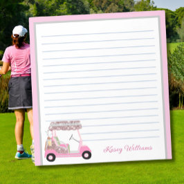 Glam Pink Personalisiert Golf Warenkorb Name Linke Notizblock