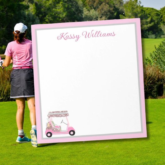 Glam Pink Personalisierter Golfplatz Name Notizblock