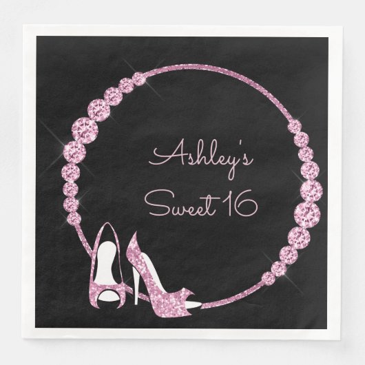 Glam Pink Pumps & Diamonds Custom Serviette (Vorderseite)