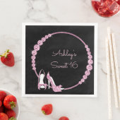Glam Pink Pumps & Diamonds Custom Serviette (Beispiel)