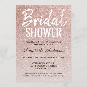 Glam Pink Rose Gold Glitzer Brautparty Einladung