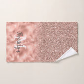 Glam Pink Rose Gold Glitzer Confetti Mit Monogramm Badhandtuch Set (Handtuch)