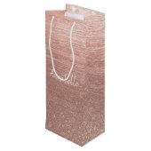 Glam Pink Rose Gold Glitzer Sparkle Rosenmetall Geschenktüte Für Weinflaschen (Rückseite Schrägansicht)