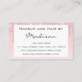 Glam Pink Rose Gold Glitzer Tropfen Makeup Artist Visitenkarte (Rückseite)