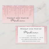 Glam Pink Rose Gold Glitzer Tropfen Makeup Artist Visitenkarte (Vorne/Hinten)