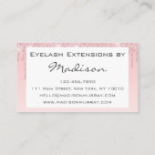 Glam Pink Rose Gold Glitzer Tropfen Makeup Eyelash Visitenkarte (Rückseite)