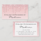 Glam Pink Rose Gold Glitzer Tropfen Makeup Eyelash Visitenkarte (Vorne/Hinten)