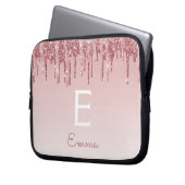 Glam Pink Rose Gold Glitzer Tropfen Sparkline Mono Laptopschutzhülle (Vorderseite Links)