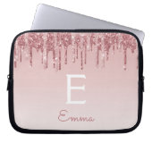 Glam Pink Rose Gold Glitzer Tropfen Sparkline Mono Laptopschutzhülle (Vorderseite)