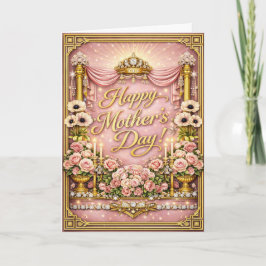 Glam Pink Rose Hollywood Regency Mothers Day Feiertagskarte