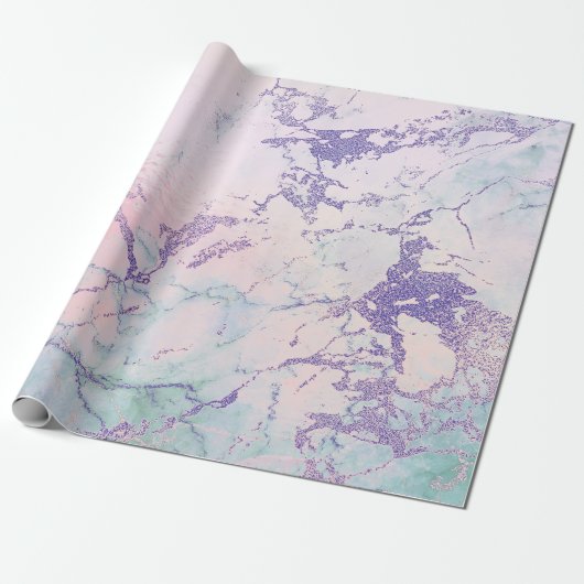 Glam Pink Rose Pearly Elfenbein Silberweißer Marmo Geschenkpapier (Ungerollt)