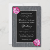 Glam Pink Rose Silver Glow Gray Hochzeit Einladung (Vorderseite)