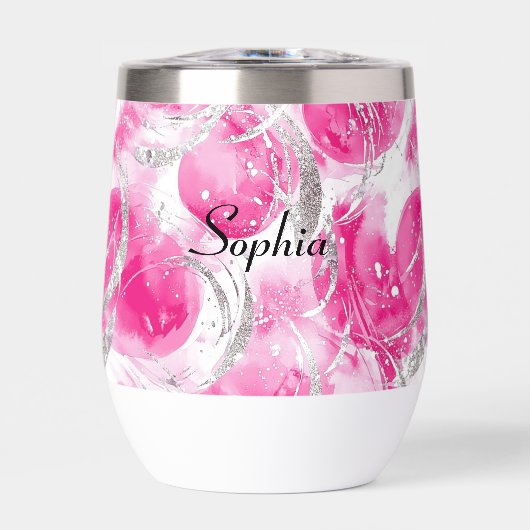 Glam Pink Silver Abstrakt Circles (Vorderseite)